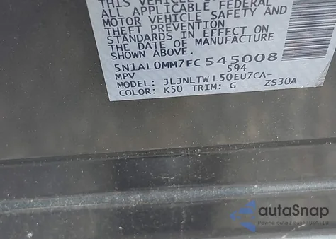 2014 Infiniti Qx60 из США, поврежденный, VIN 5N1AL0MM7EC545008